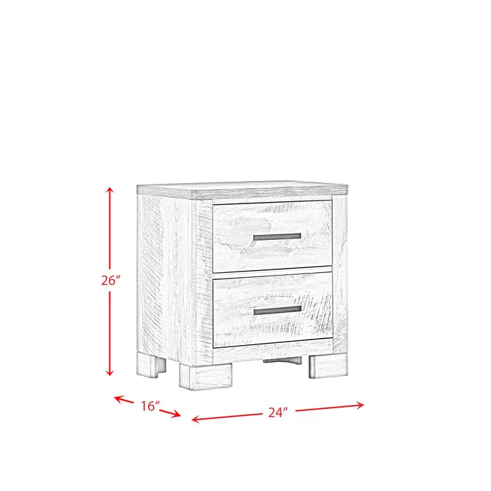 Payne 26'' Tall 2 - Drawer Nightstand in Whitewashed Gray/Dark Gray