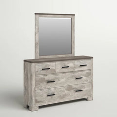 Payne 7 Drawer 61'' W Double Dresser with Mirror Distressed Finish