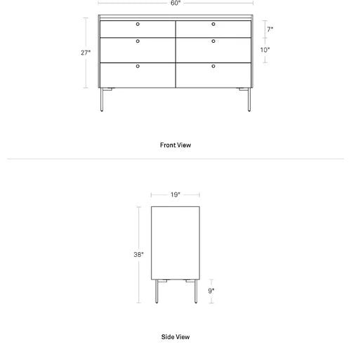 Rustic Walnut Peek 6 Drawer 60" Double Dresser Designed in a Slew of Shapes