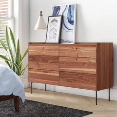 Rustic Walnut Peek 6 Drawer 60" Double Dresser Designed in a Slew of Shapes