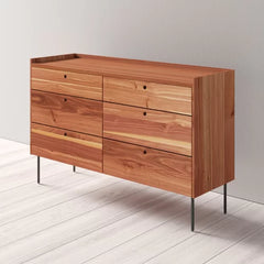 Rustic Walnut Peek 6 Drawer 60" Double Dresser Designed in a Slew of Shapes