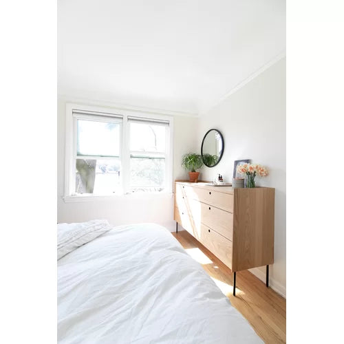 Rustic Walnut Peek 6 Drawer 60" Double Dresser Designed in a Slew of Shapes