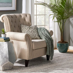 36'' Wide Tufted Armchair Classic and Contemporary Elements Collide in this Armchair. Founded Atop Finished Legs
