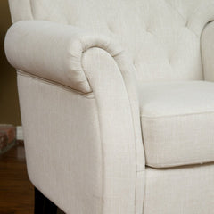 36'' Wide Tufted Armchair Classic and Contemporary Elements Collide in this Armchair. Founded Atop Finished Legs
