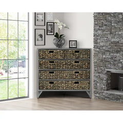 Gray 31'' Tall Metal 5 - Drawer Corner Accent Chest