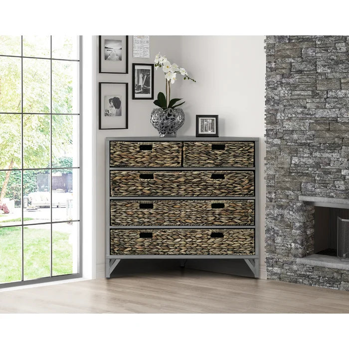Gray Pensacola 31'' Tall Metal 5 - Drawer Corner Accent Chest