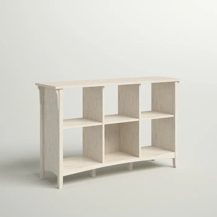 Pernell 30'' H x 48'' W Cube Bookcase Antique White Showcases Six Open Compartments