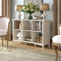 Pernell 30'' H x 48'' W Cube Bookcase Antique White Showcases Six Open Compartments
