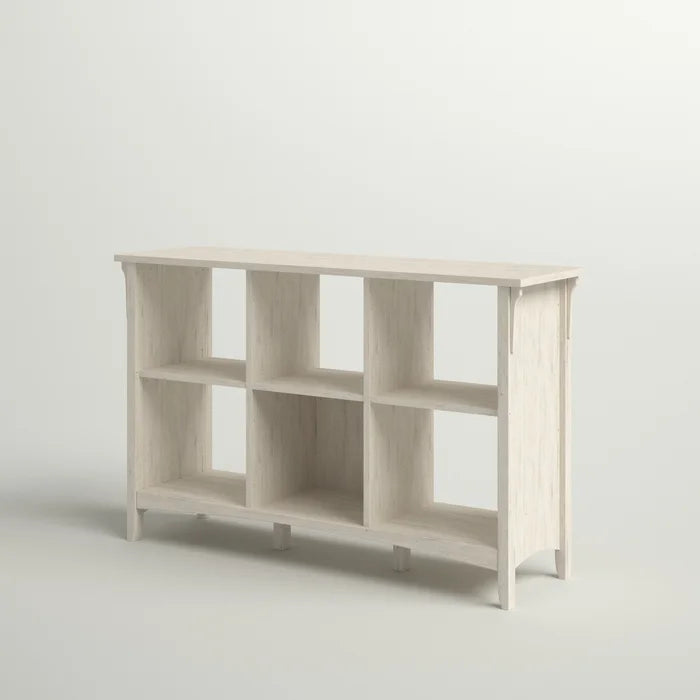 Pernell 30'' H x 48'' W Cube Bookcase Antique White Showcases Six Open Compartments