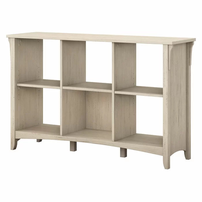 Pernell 30'' H x 48'' W Cube Bookcase Antique White Showcases Six Open Compartments
