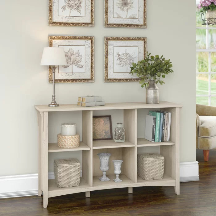 Pernell 30'' H x 48'' W Cube Bookcase Antique White Showcases Six Open Compartments