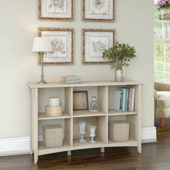 Pernell 30'' H x 48'' W Cube Bookcase Antique White Showcases Six Open Compartments