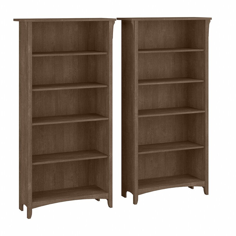Ash Brown 63'' H x 32'' W Standard Bookcase (Set of 2) 5 Shelf Bookcase Set of 2 Brings Comfortable Storage and Display to Any Room in your Home