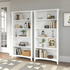 Pure White 63'' H x 32'' W Standard Bookcase (Set of 2) 5 Shelf Bookcase Set of 2 Brings Comfortable Storage and Display To Any Room in your Home