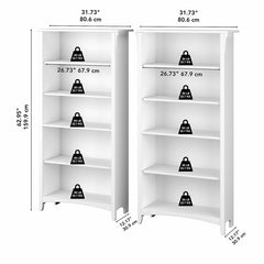 Pure White 63'' H x 32'' W Standard Bookcase (Set of 2) 5 Shelf Bookcase Set of 2 Brings Comfortable Storage and Display To Any Room in your Home