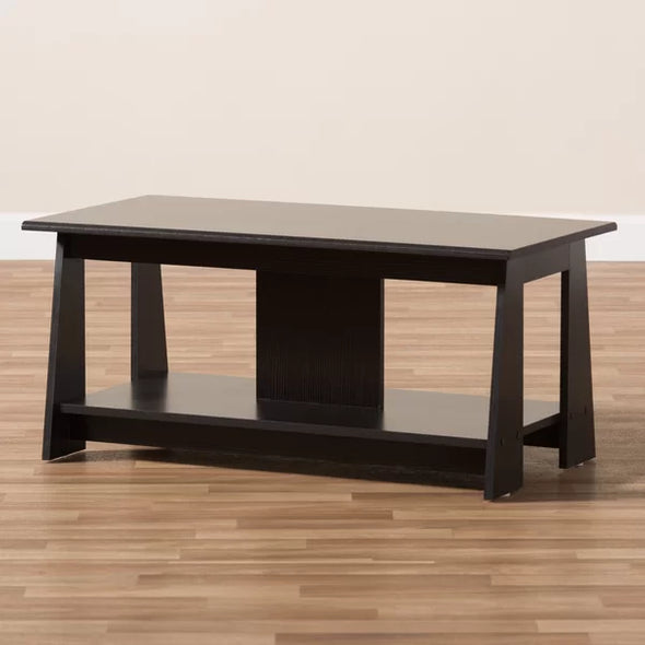 Wenge Brown Finished Wood Persinger Coffee Table Contemporary Style