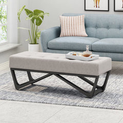 Light Gray Petrie Upholstered Bench Sophisticated Accessory