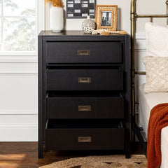 Black Petrillo 4 Drawer 30'' W Chest Finished Interiors and Metal Hardware