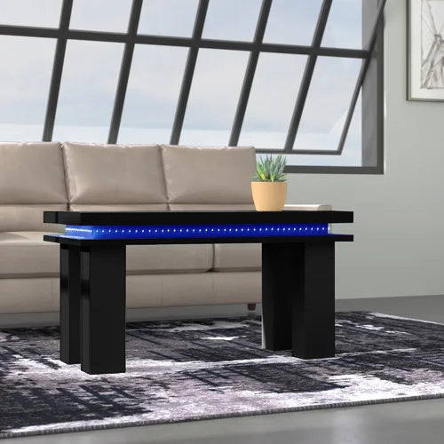 Petry 4 Legs Coffee Table Sturdy Particleboard with LED light Perfect For Living Room