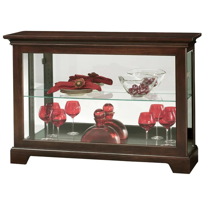 Espresso Petterson 47.25'' Wide Mirrored Back Curio Cabinet with Lighting