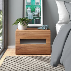 Pfarr 16'' Tall 2 - Drawer Nightstand in Walnut with LED Lighting Shelf