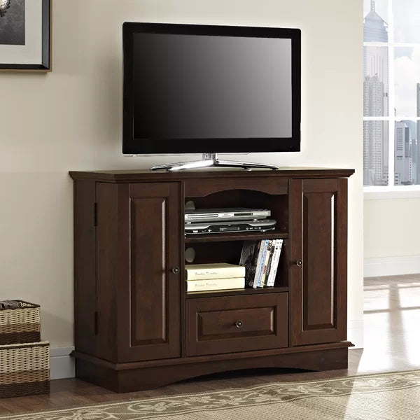 Traditional Brown TV Stand for TVs up to 48" with Cable Management Adjustable Shelves