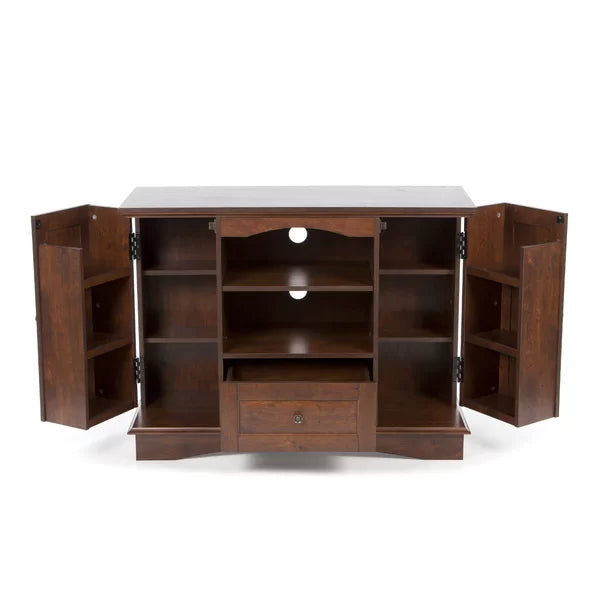 Traditional Brown TV Stand for TVs up to 48" with Cable Management Adjustable Shelves