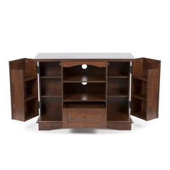 Traditional Brown TV Stand for TVs up to 48" with Cable Management Adjustable Shelves