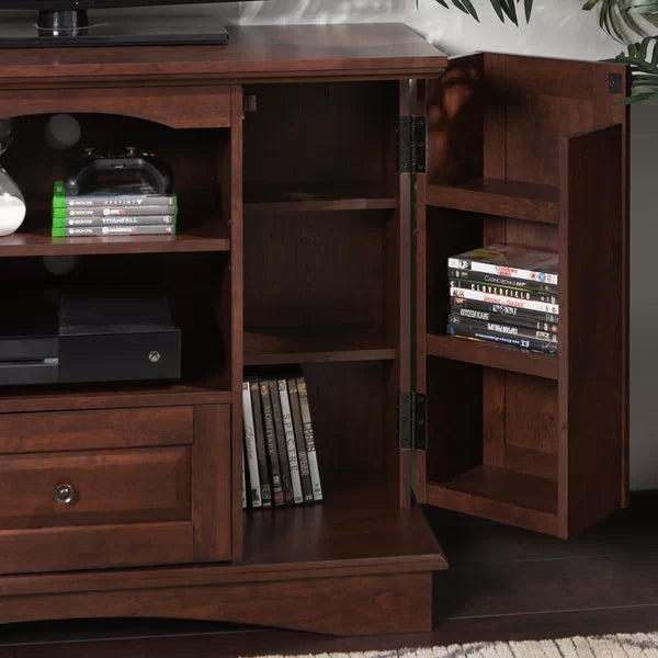 Traditional Brown TV Stand for TVs up to 48" with Cable Management Adjustable Shelves