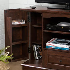 Traditional Brown TV Stand for TVs up to 48" with Cable Management Adjustable Shelves