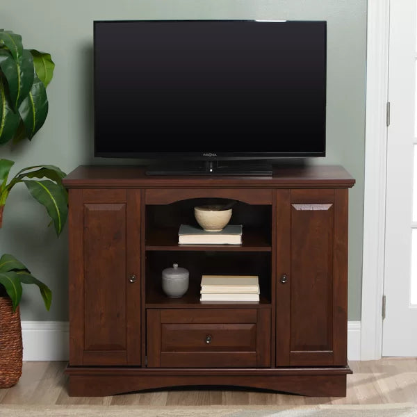 Traditional Brown TV Stand for TVs up to 48" with Cable Management Adjustable Shelves