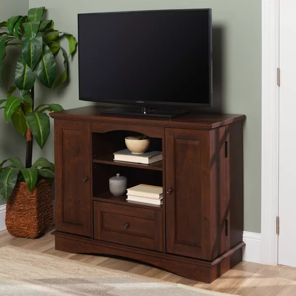 Traditional Brown TV Stand for TVs up to 48" with Cable Management Adjustable Shelves