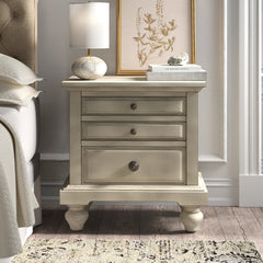 29'' Tall 2 Drawer Nightstand in Antique White 2-Drawer Nightstand is the Perfect Accent for your Master or Guest Bedroom