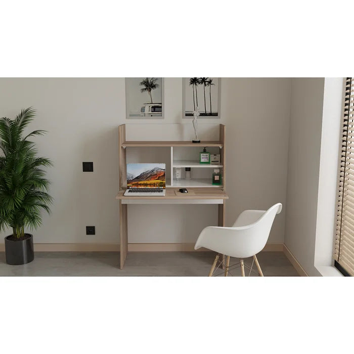 Computer floating store desk with hutch