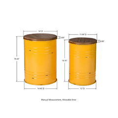 Yellow Pieper Iron Accent Stool 2 Piece Storage Accent Stool Set Made From High-Density Solid Wood and Iron