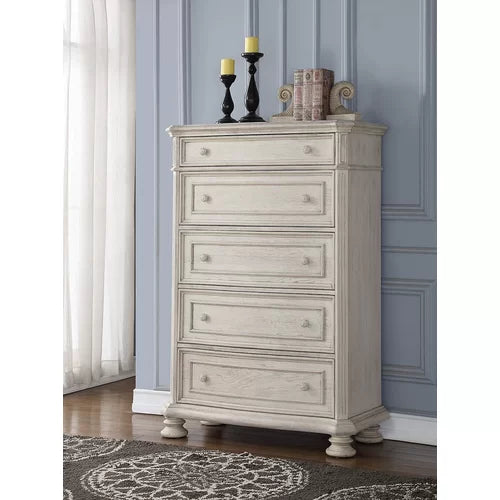 Piland 5 Drawer 42.2'' W Chest Sandblasted Off White Finish