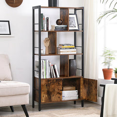 61'' H x 29.13'' W Metal Etagere Bookcase 4 Open Shelves is A Closed Compartment with 2 Doors Perfect for Organize