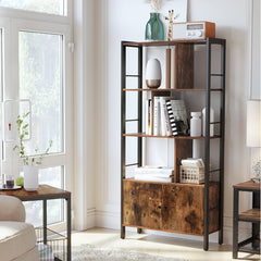 61'' H x 29.13'' W Metal Etagere Bookcase 4 Open Shelves is A Closed Compartment with 2 Doors Perfect for Organize