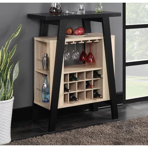Bar with Wine Storage Manufactured Wood Built-In Wine Rack With A 15-Bottle Capacity