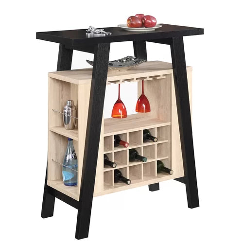 Bar with Wine Storage Manufactured Wood Built-In Wine Rack With A 15-Bottle Capacity