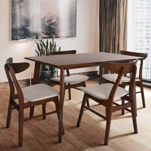 Plattsburg 5 Piece Dining Set Solid Rubber Wood Legs Indoor Design