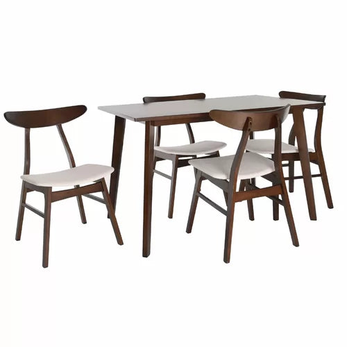 Plattsburg 5 Piece Dining Set Solid Rubber Wood Legs Indoor Design