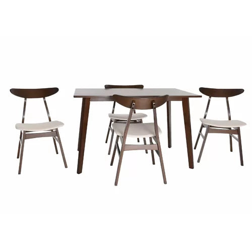 Plattsburg 5 Piece Dining Set Solid Rubber Wood Legs Indoor Design
