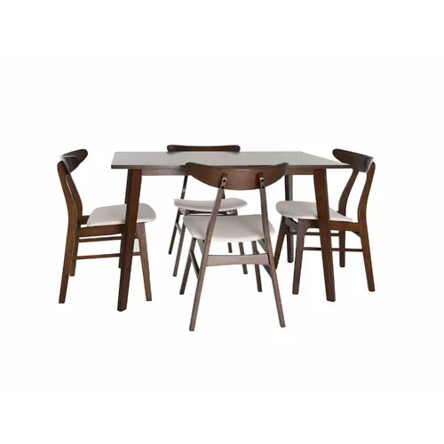 Plattsburg 5 Piece Dining Set Solid Rubber Wood Legs Indoor Design