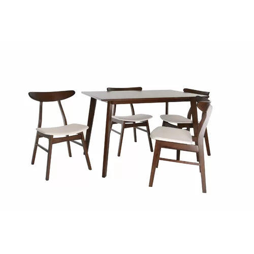 Plattsburg 5 Piece Dining Set Solid Rubber Wood Legs Indoor Design