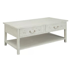 Solid Wood Pocklingt Coffee Table with Storage Coastal Charm
