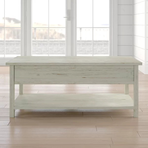 Solid Wood Pocklingt Coffee Table with Storage Coastal Charm