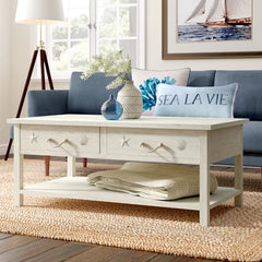 Solid Wood Pocklingt Coffee Table with Storage Coastal Charm