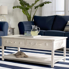 Solid Wood Pocklingt Coffee Table with Storage Coastal Charm