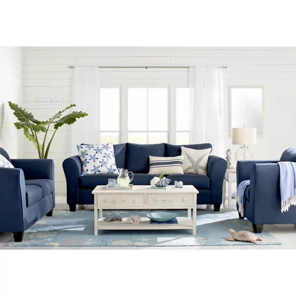 Solid Wood Pocklingt Coffee Table with Storage Coastal Charm
